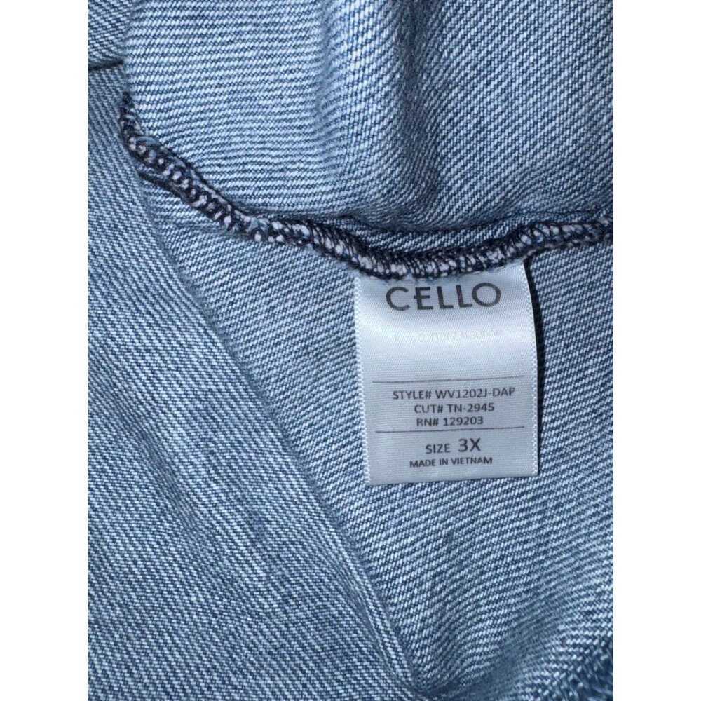 Distressed Cello Denim Jacket Vintage Blue Frayed Edges Size 3X - Picture 3 of 9